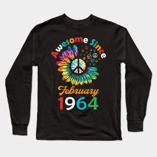 Funny Birthday Quote, Awesome Since February 1964, Retro Birthday Long Sleeve T-Shirt